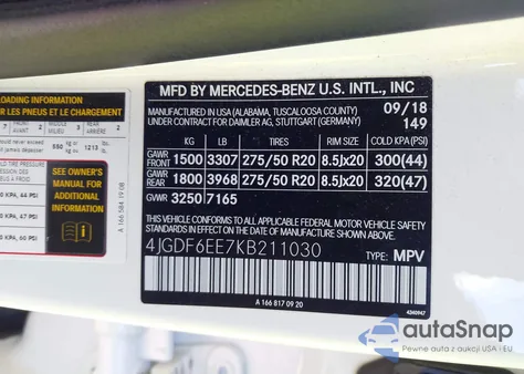 2019 Mercedes-Benz Gls 450 4Matic z USA, uszkodzony, nr VIN 4JGDF6EE7KB211030